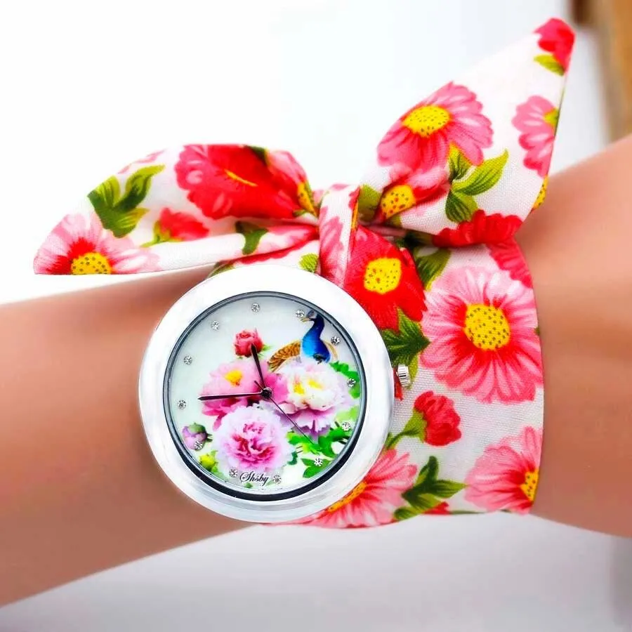 Women Unique New Design Floral Fabric Wrist Watches