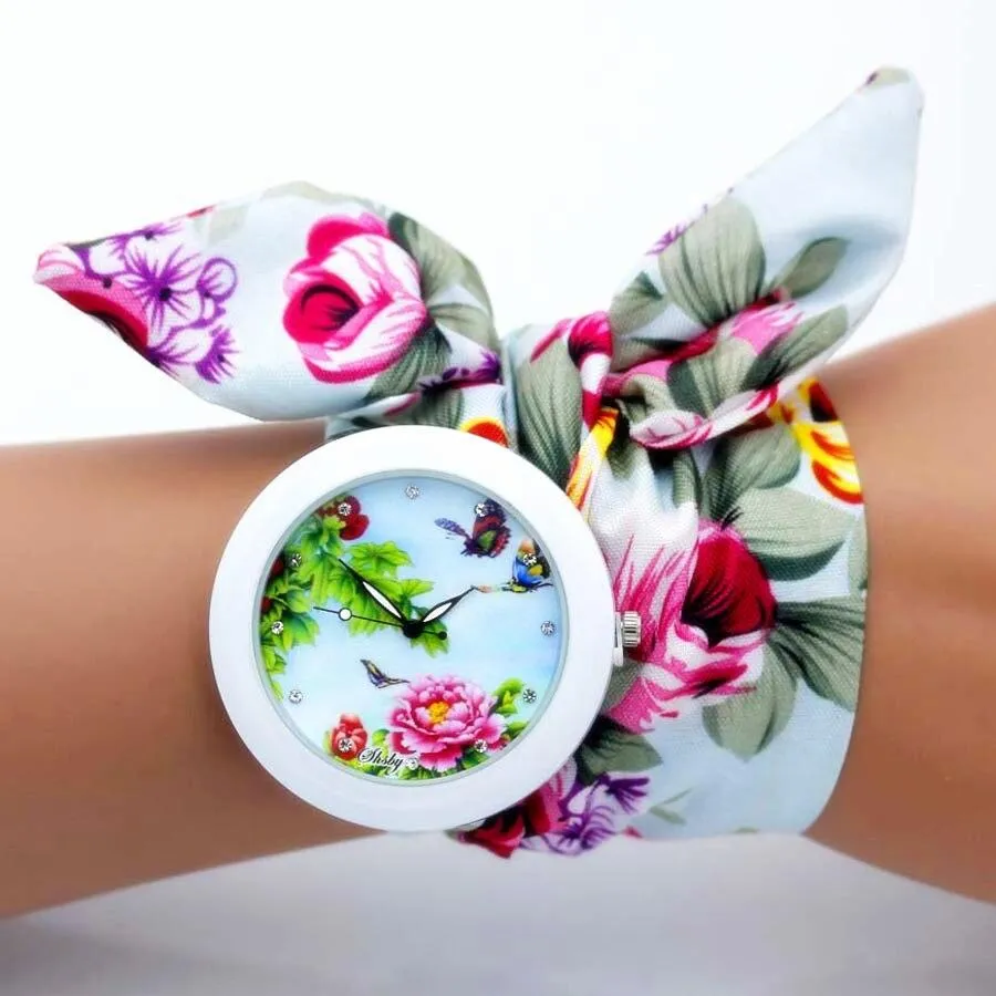 Women Unique New Design Floral Fabric Wrist Watches