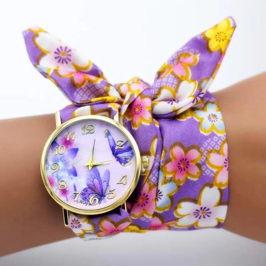 Women Unique New Design Floral Fabric Wrist Watches