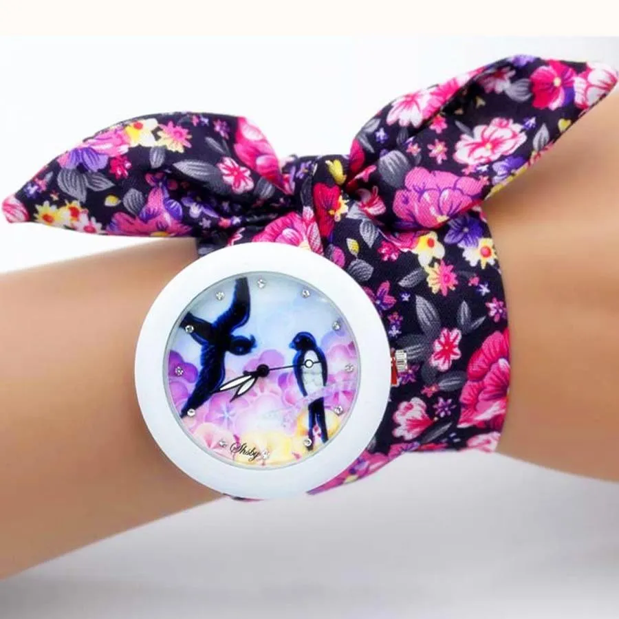 Women Unique New Design Floral Fabric Wrist Watches
