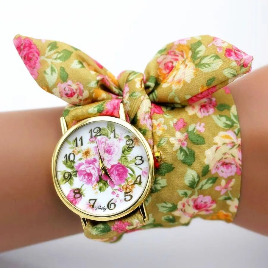 Women Unique New Design Floral Fabric Wrist Watches