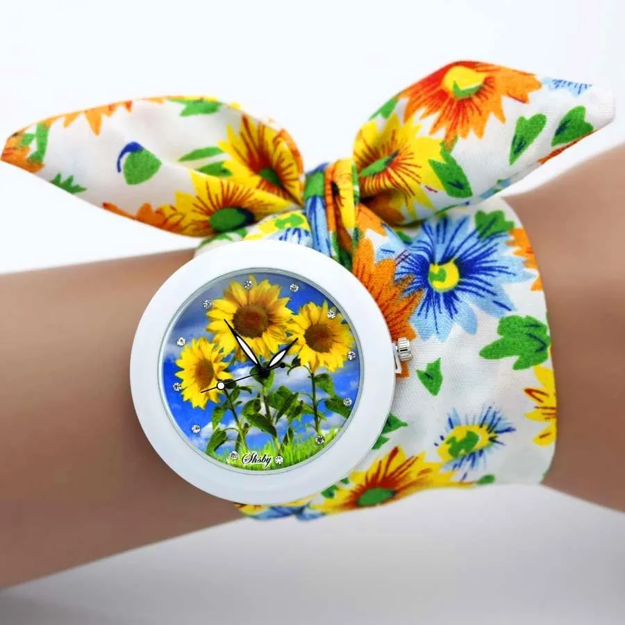 Women Unique New Design Floral Fabric Wrist Watches