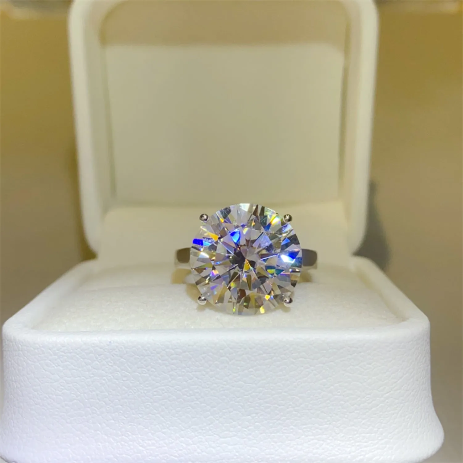 Women's 10 Carat Moissanite Sterling Silver Rings