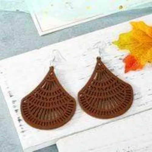 Womens Teardrop Wood Dangle Large Earrings