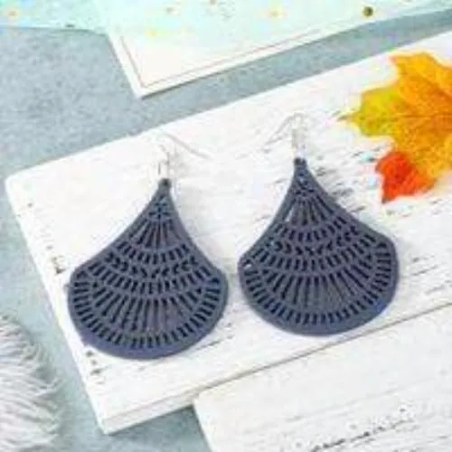 Womens Teardrop Wood Dangle Large Earrings