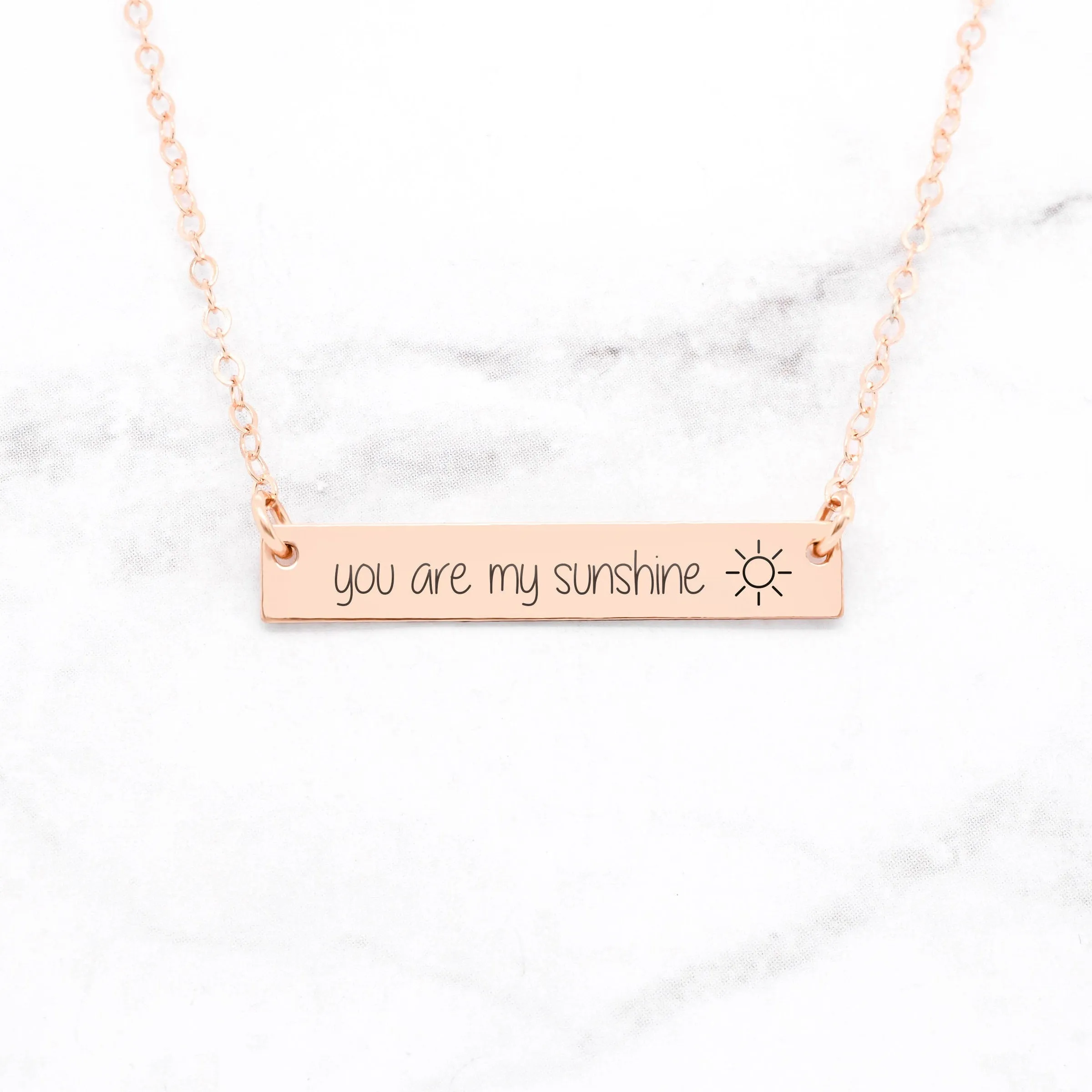 You Are My Sunshine Necklace - Sterling Silver Bar Necklace