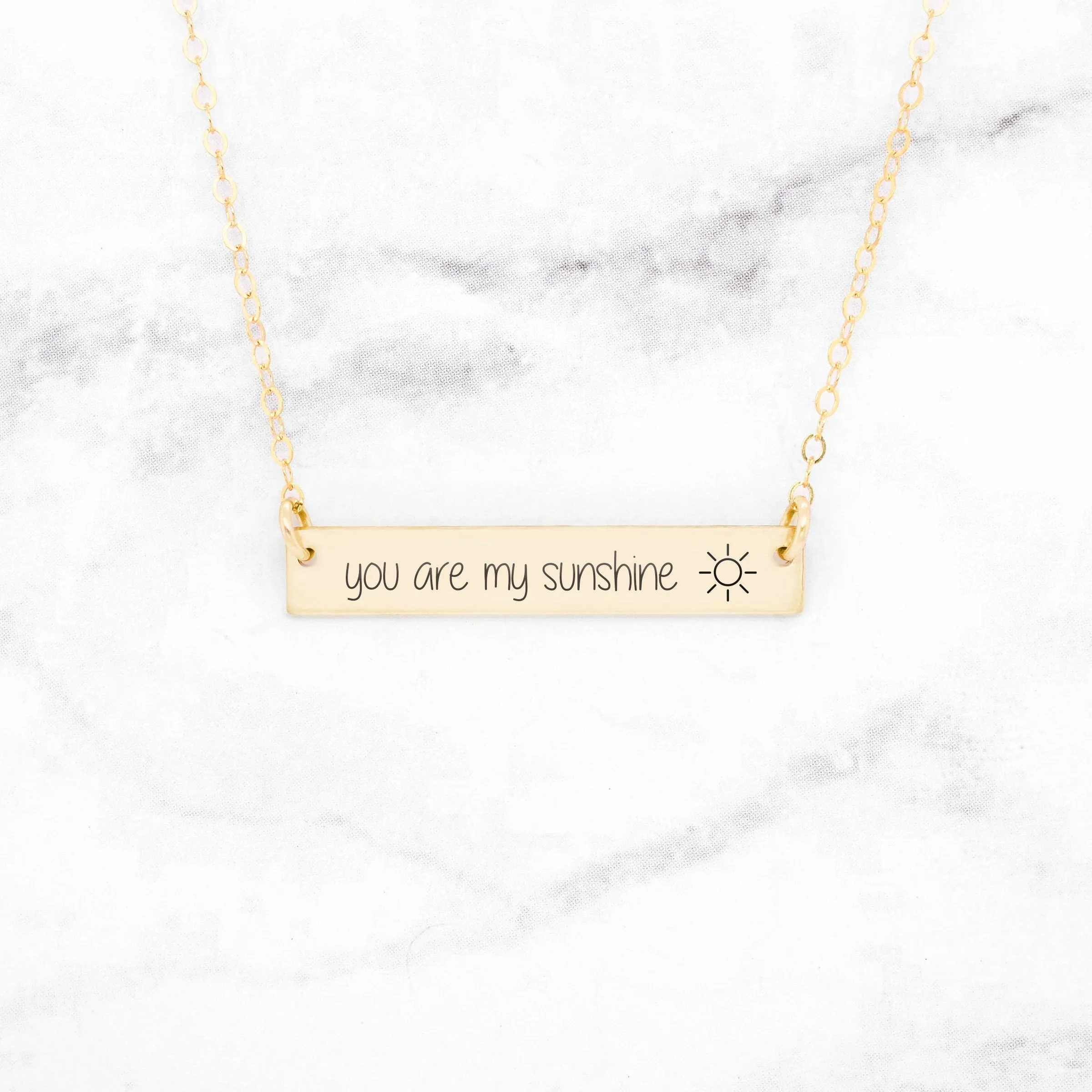 You Are My Sunshine Necklace - Sterling Silver Bar Necklace