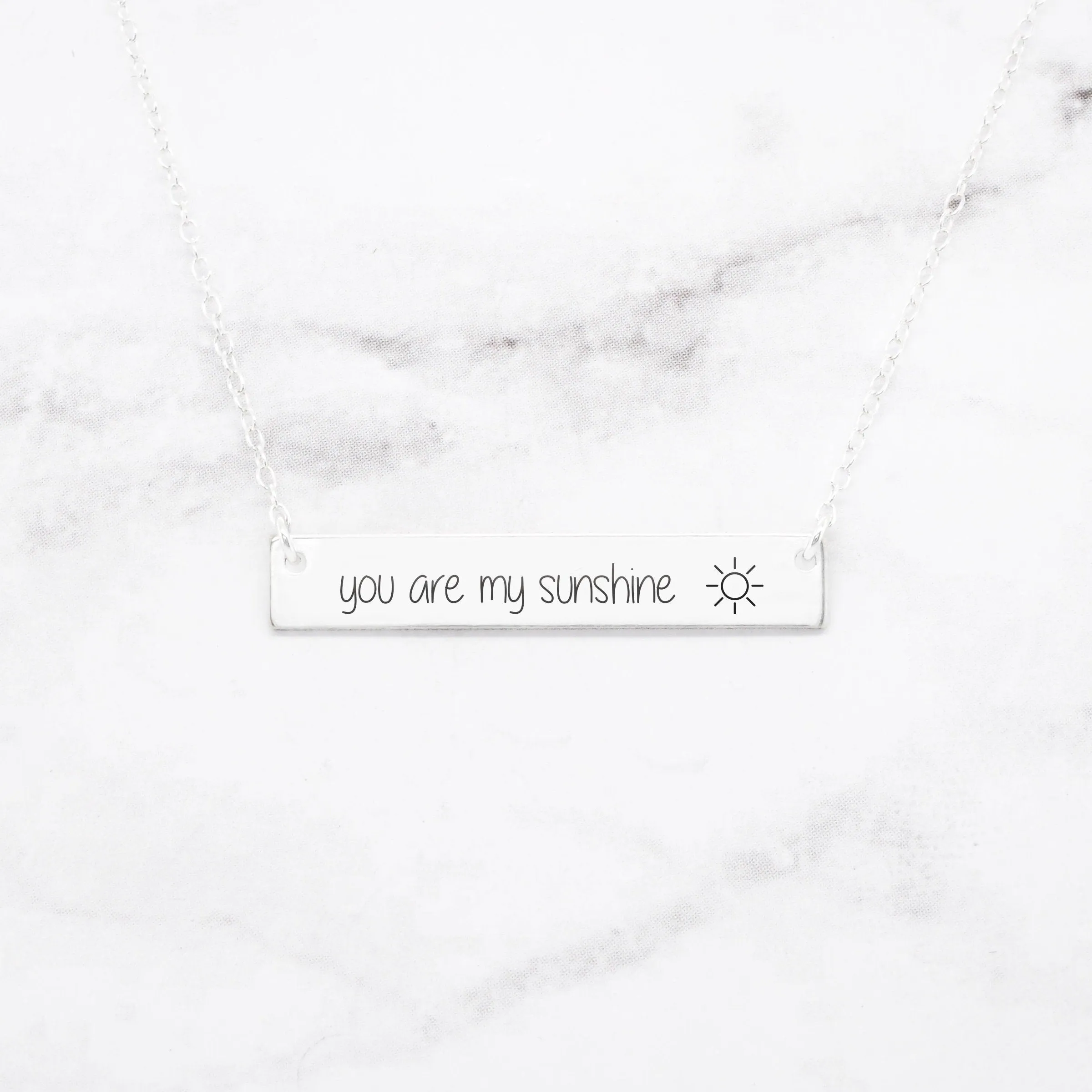 You Are My Sunshine Necklace - Sterling Silver Bar Necklace